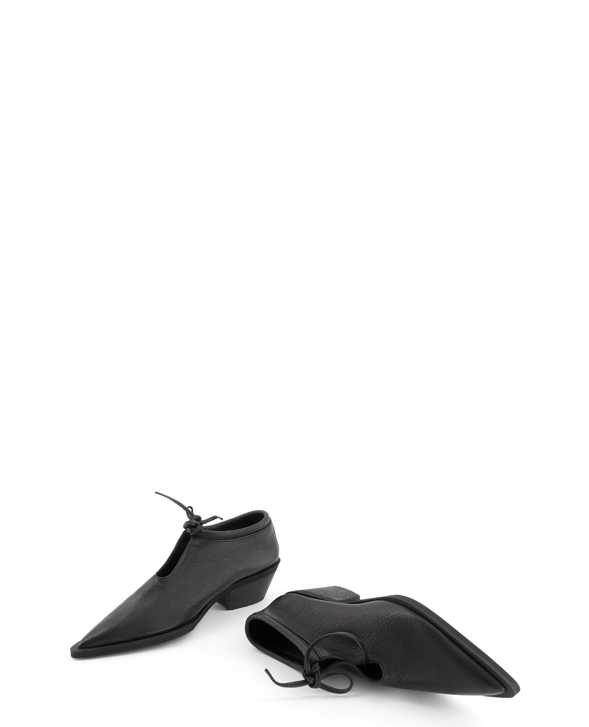 leather cowboy shoes in black by annk