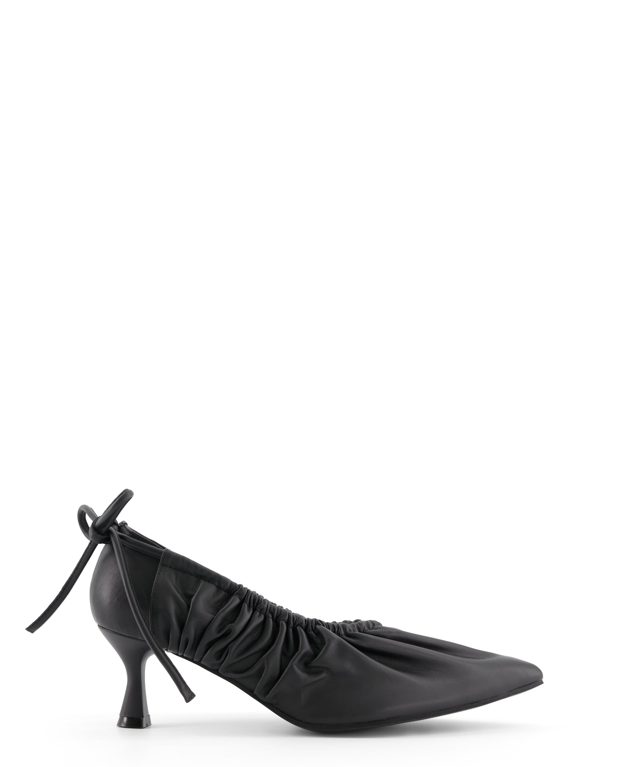 annk black leather heels with ankle tie