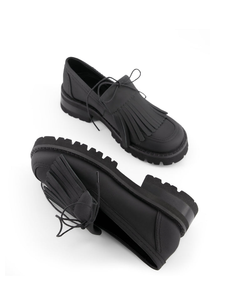 annk black leather loafers