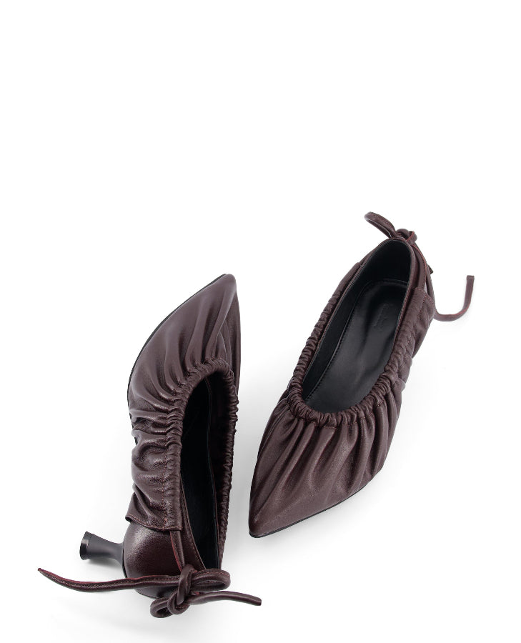 annk burgundy heels with ankle tie