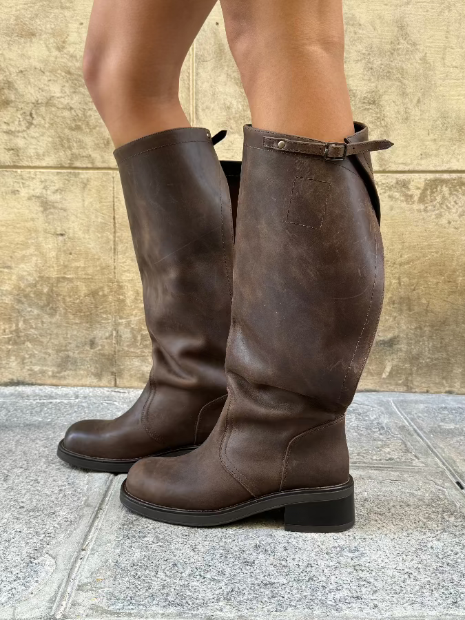 transformer leather boots in brown by Annk