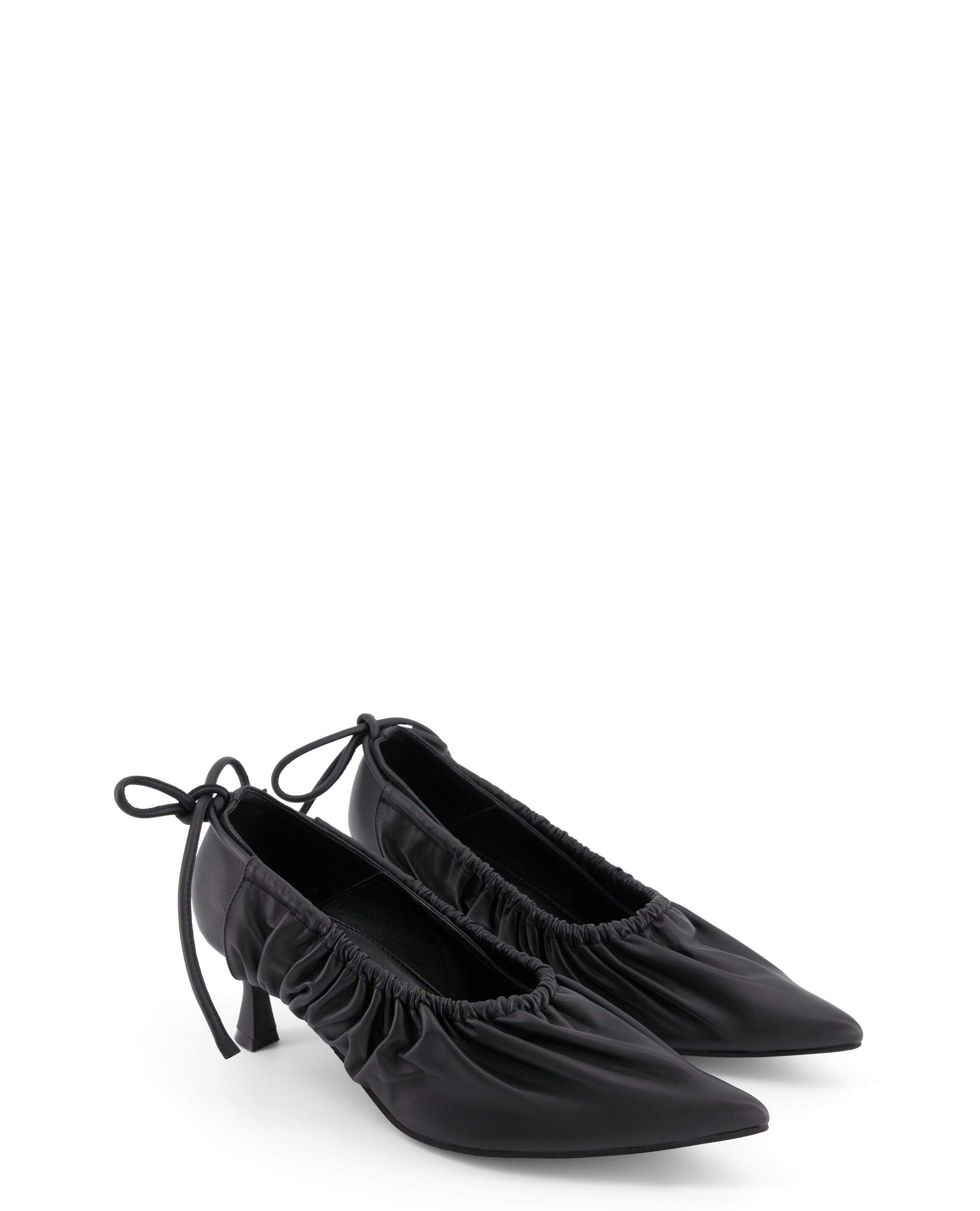 annk black leather heels with ankle tie