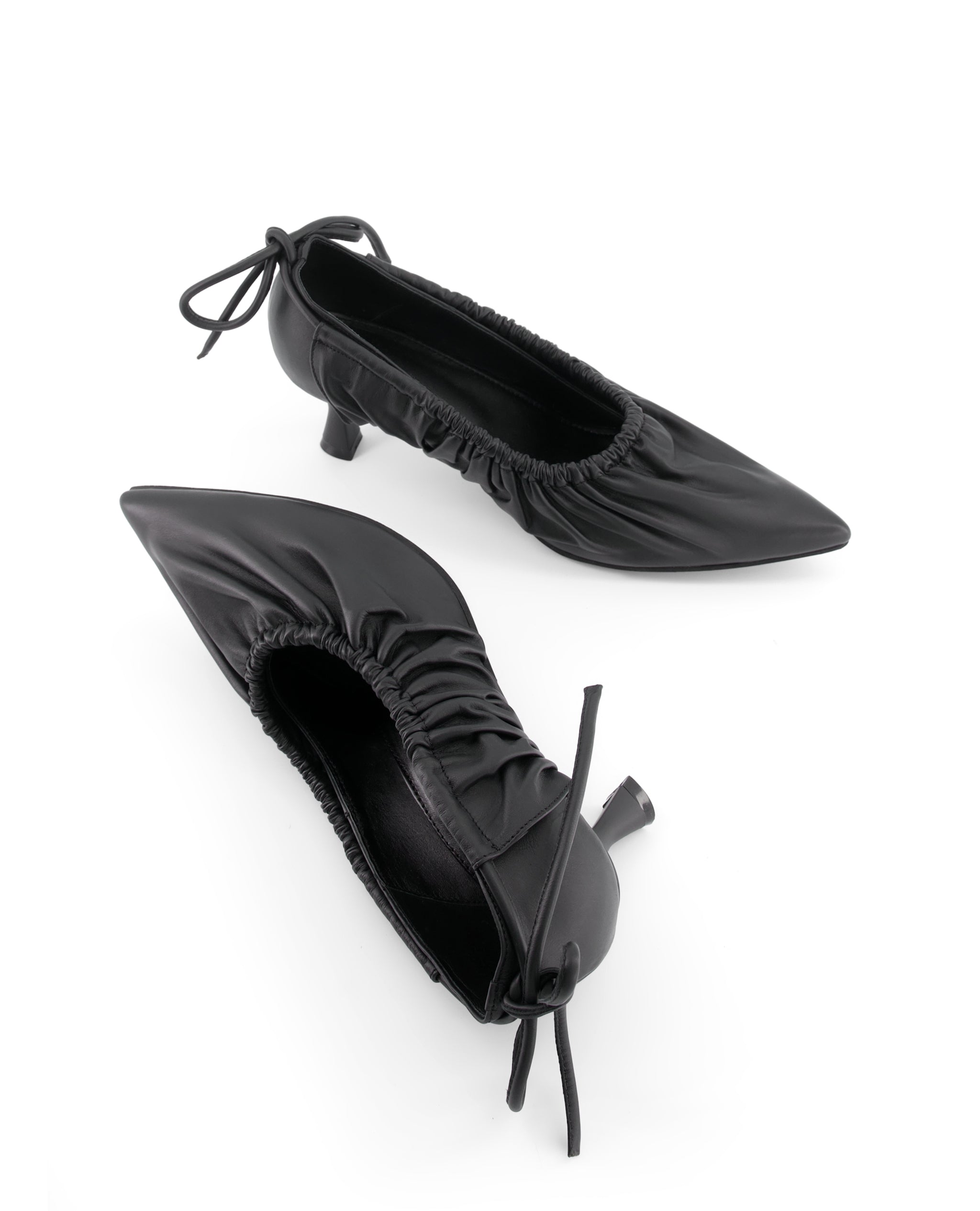 annk black leather heels with ankle tie