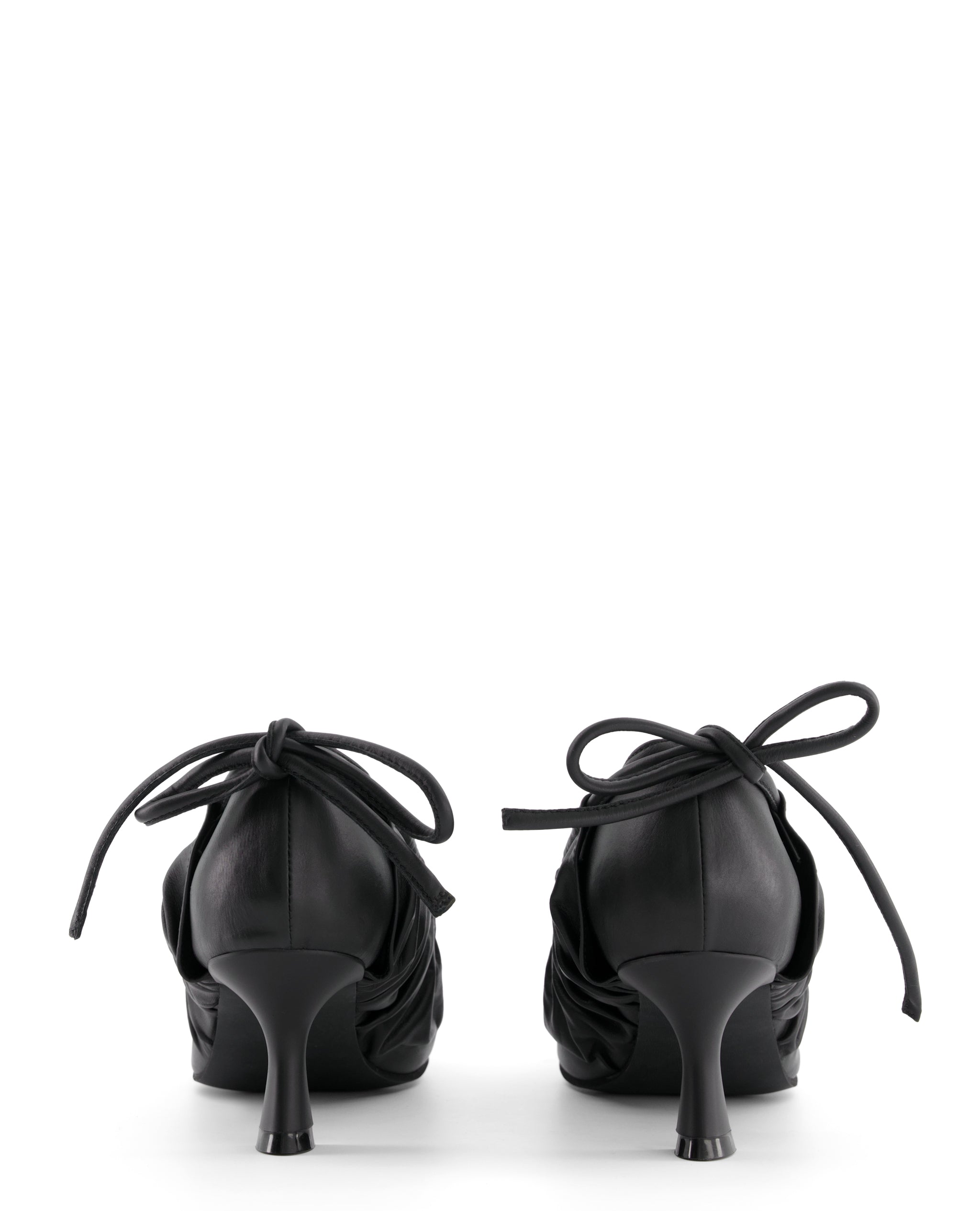 annk black leather heels with ankle tie