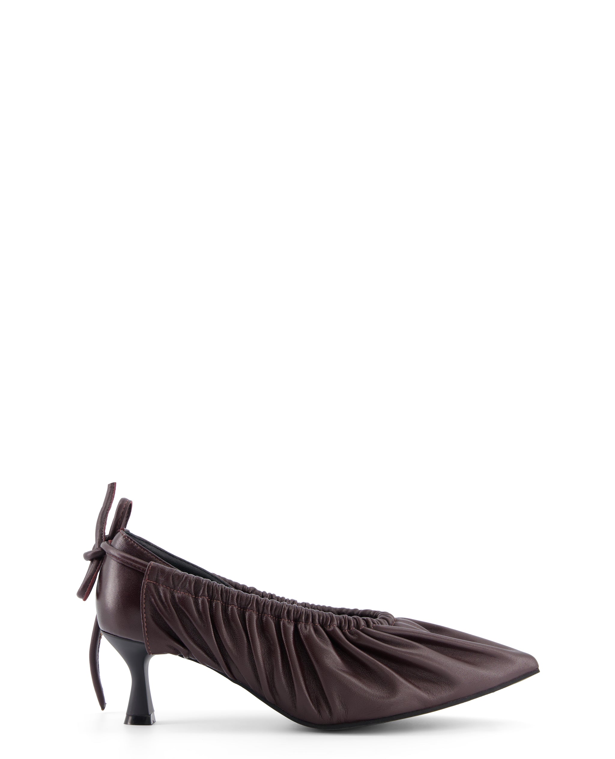 annk burgundy heels with ankle tie