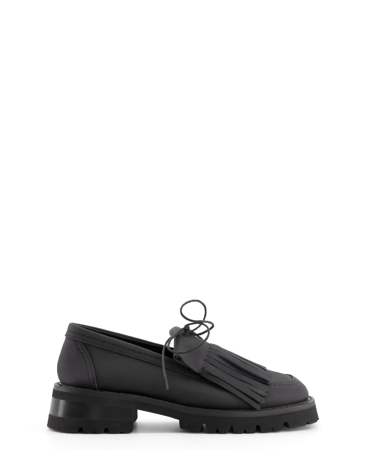 annk black leather loafers