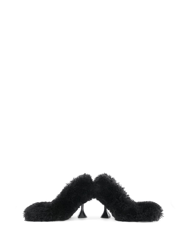 annk fur heels in black color