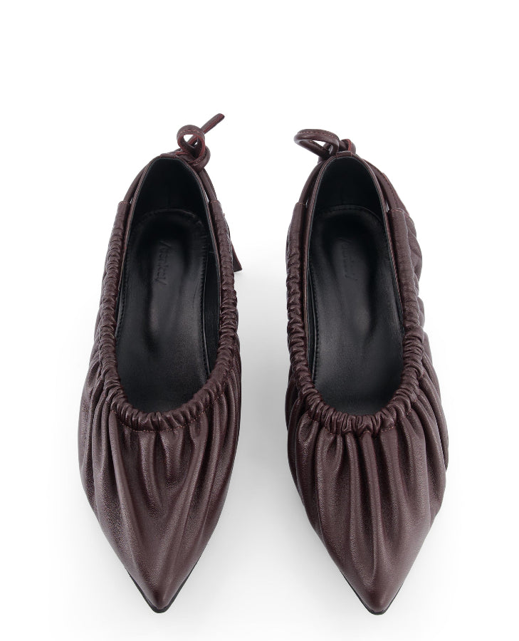 annk burgundy heels with ankle tie