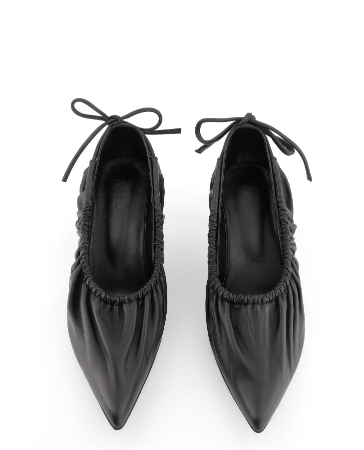 annk black leather heels with ankle tie