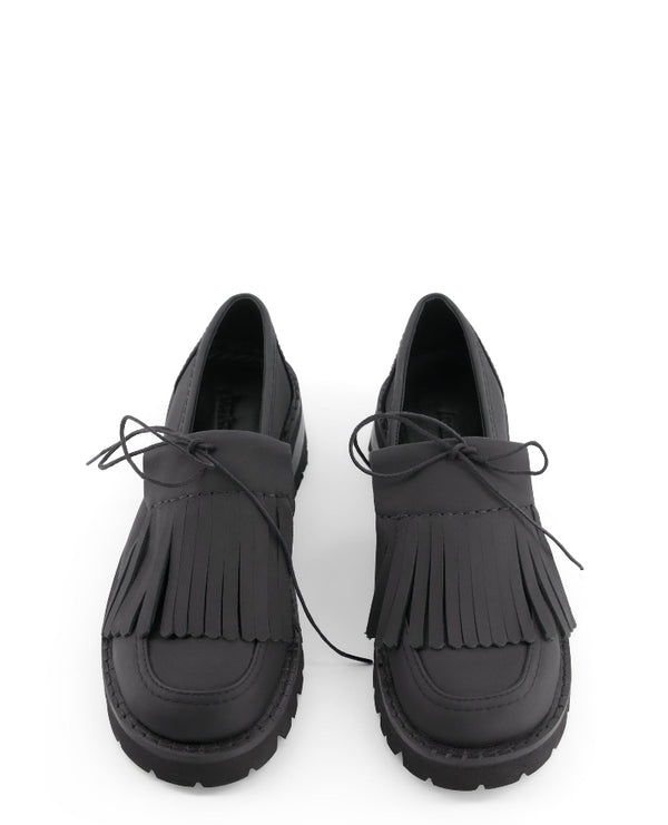 annk black leather loafers